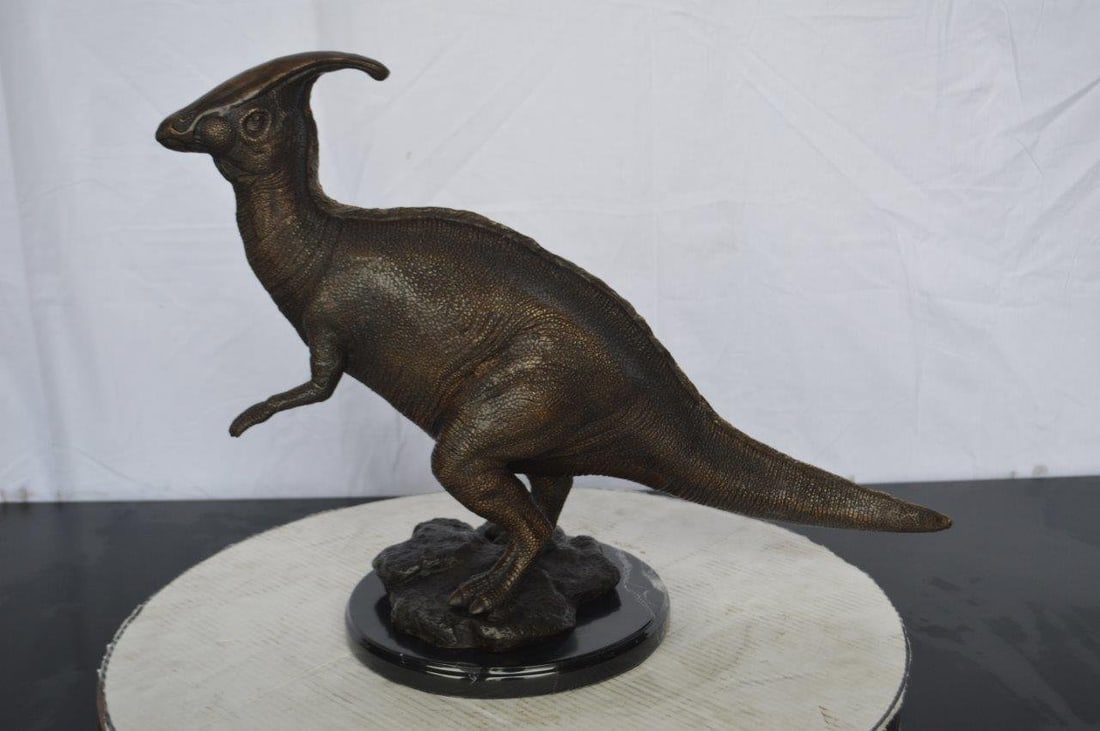 Parasaur Dinosaur Bronze Statue - Size: 11"L x 23"W x 18"H. - 13