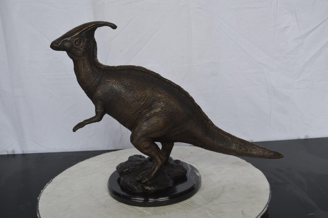 Parasaur Dinosaur Bronze Statue - Size: 11"L x 23"W x 18"H. - 3