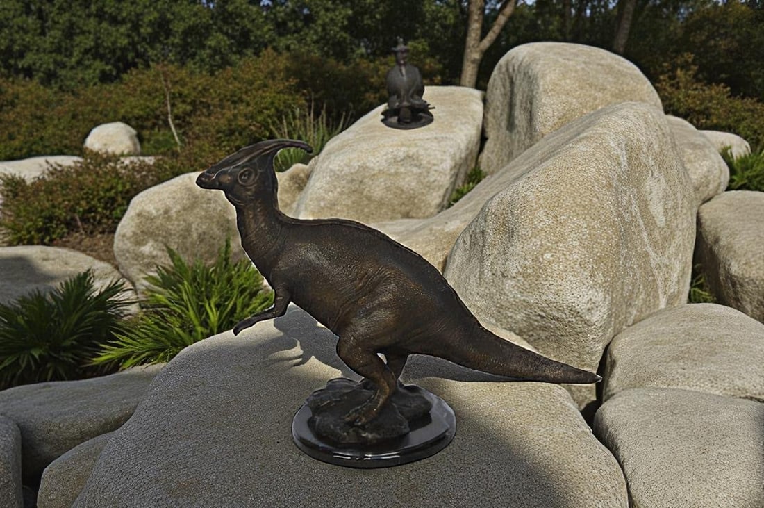 Parasaur Dinosaur Bronze Statue - Size: 11"L x 23"W x 18"H. - 4