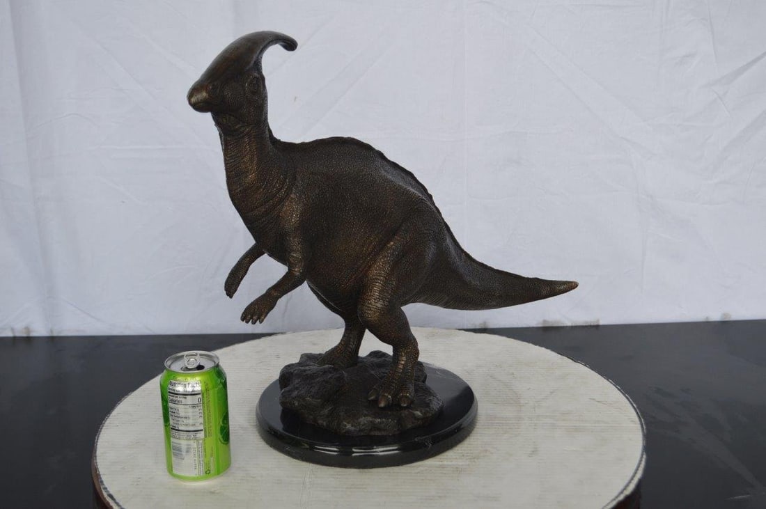 Parasaur Dinosaur Bronze Statue - Size: 11"L x 23"W x 18"H. - 5