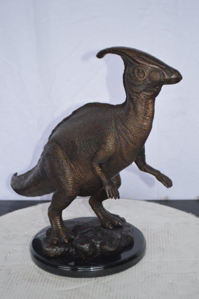 Parasaur Dinosaur Bronze Statue - Size: 11"L x 23"W x 18"H. - 9