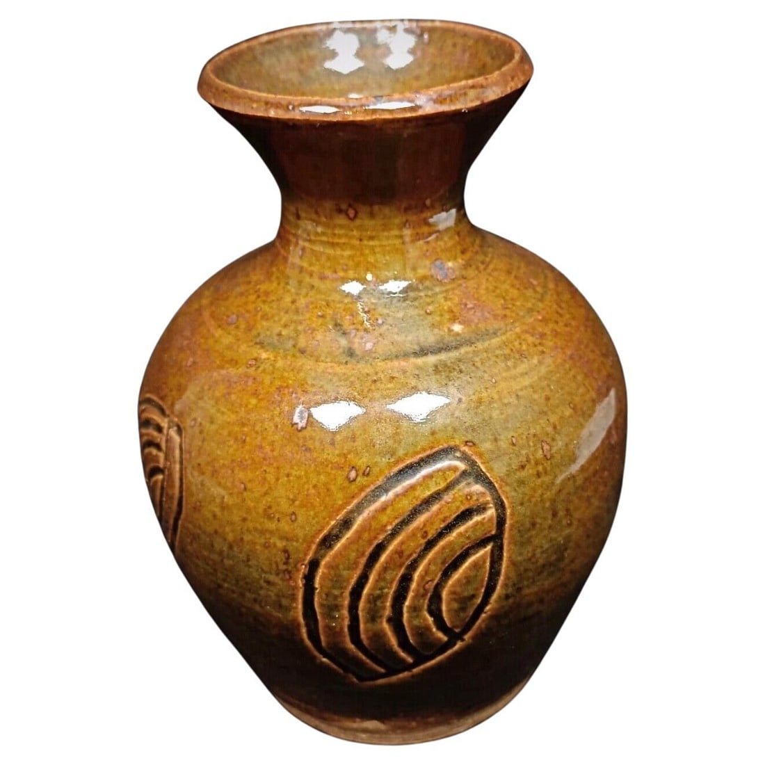 Charming Handcrafted Enamelled Clay Vase - Signed P.M.E (1 of 5)