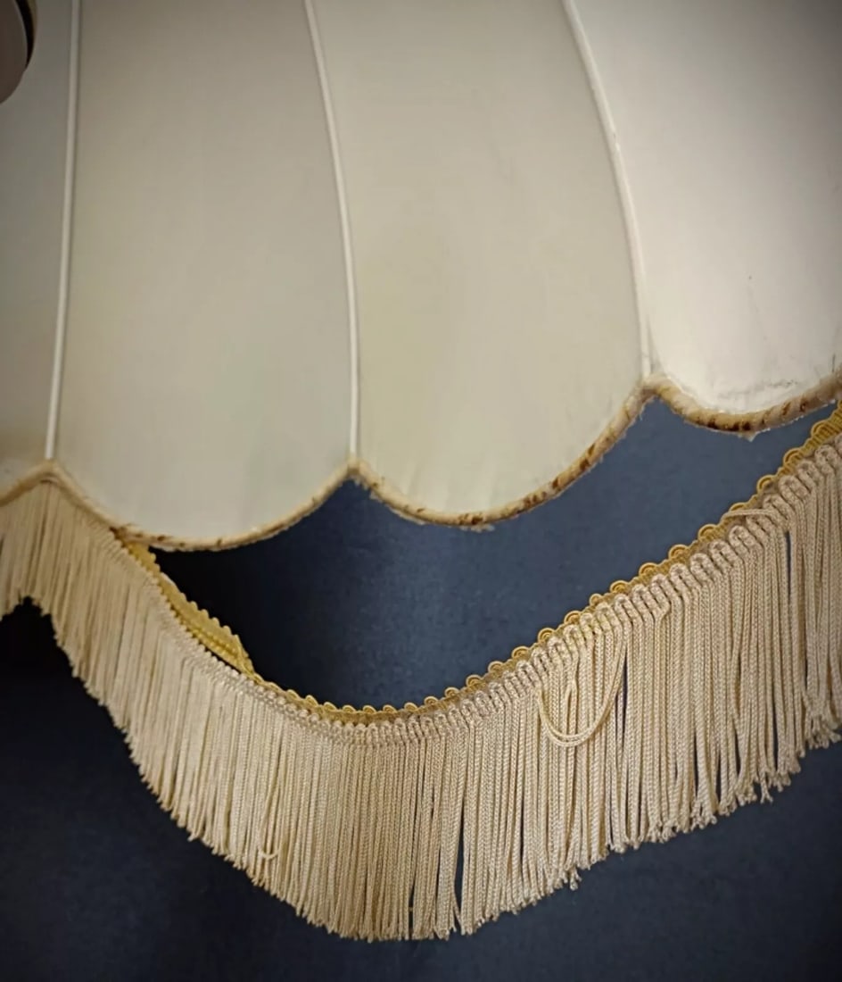 Antique Vintage Lamp Base in Alabaster and Brass with Lampshade - 13