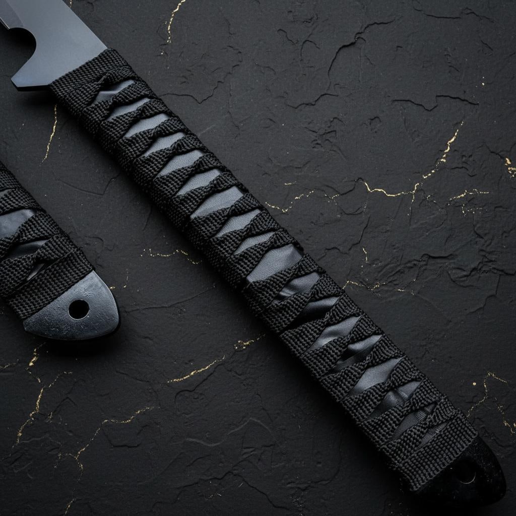 Tactical Black Ninja Sword and Machete Set 2-Piece Fixed Blade Survival Knives - 3