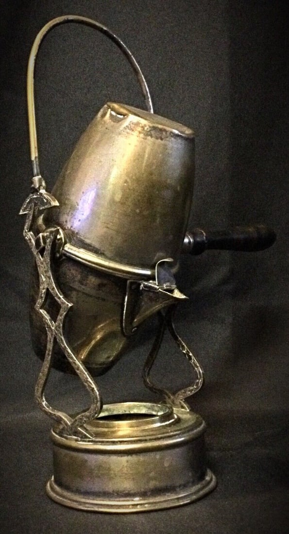 Antique Art Nouveau Coffee Pot – Brass & Copper with Ornate Swing Arm - 2