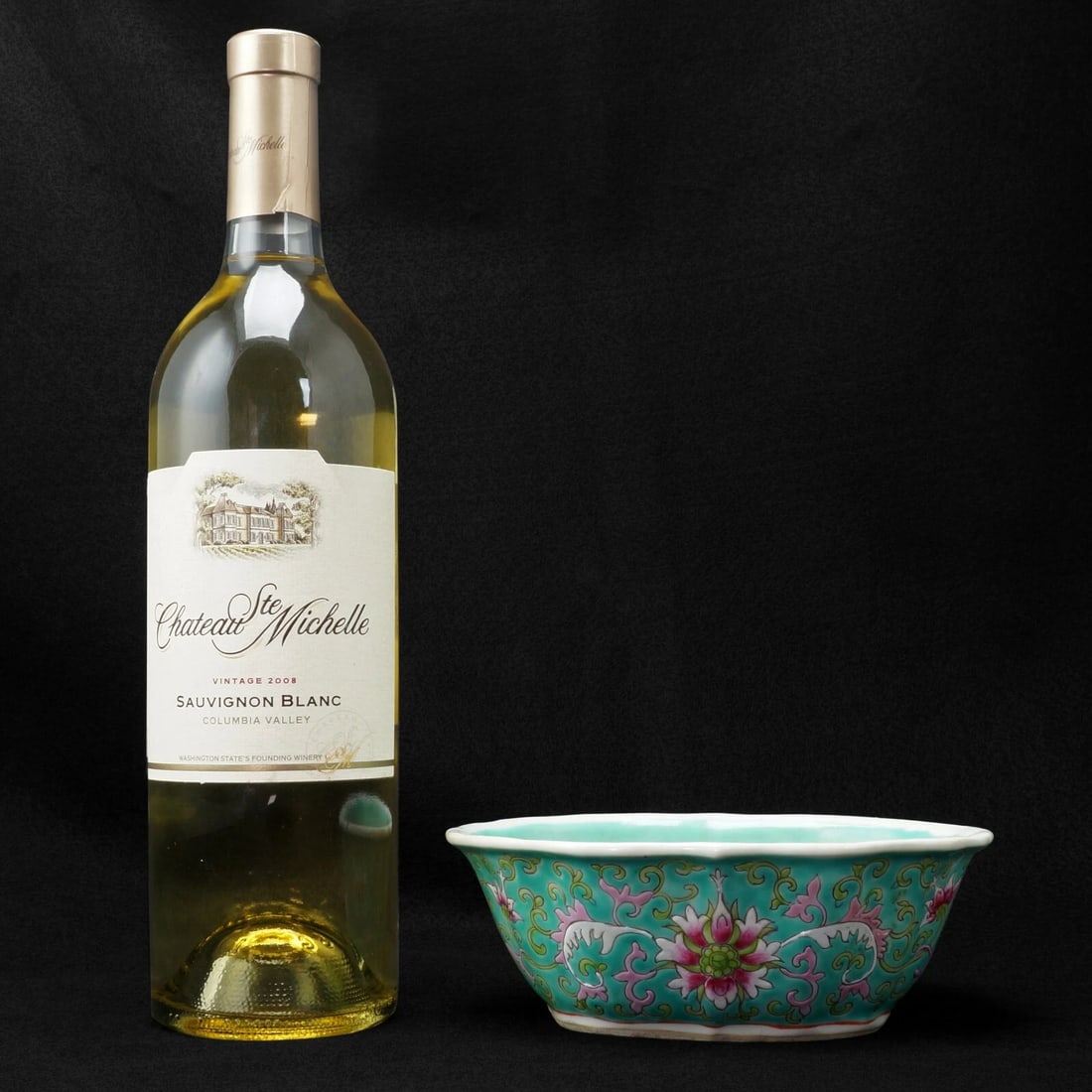 19th C Chinese Turquoise Peony Bowl - 3