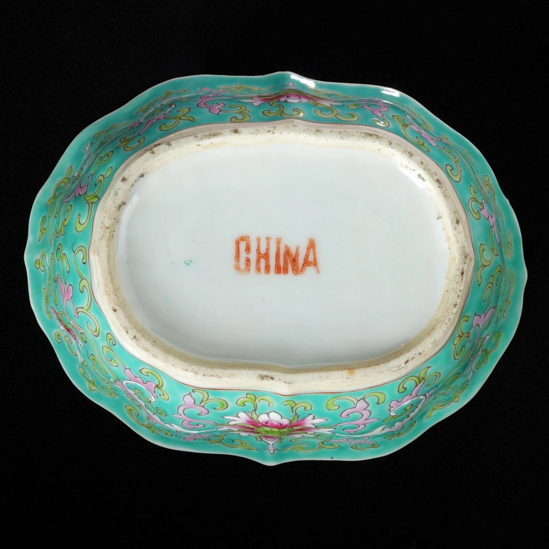 19th C Chinese Turquoise Peony Bowl - 9