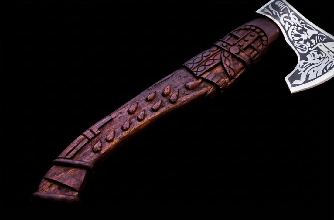 Handmade Viking Bearded Axe Carbon Steel Camping Battle Axe with Leather Sheath - 7