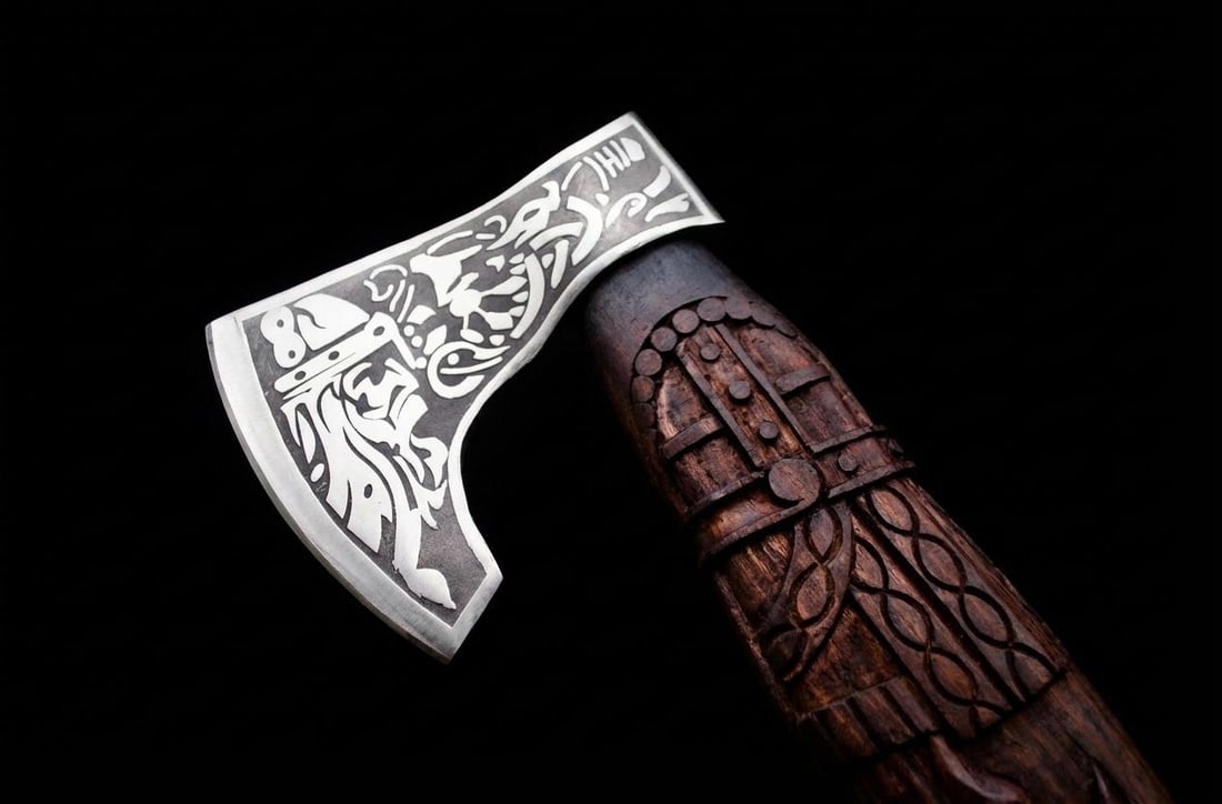 Handmade Viking Bearded Axe Carbon Steel Camping Battle Axe with Leather Sheath - 9