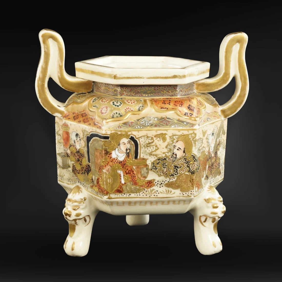 19th C Japanese Satsuma Censer with Arms - 2