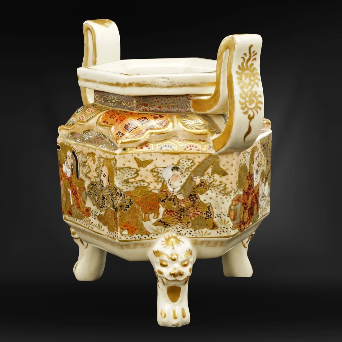 19th C Japanese Satsuma Censer with Arms - 4