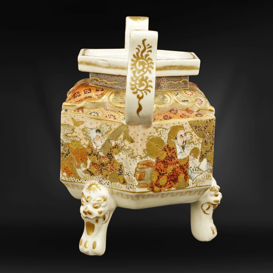 19th C Japanese Satsuma Censer with Arms - 5