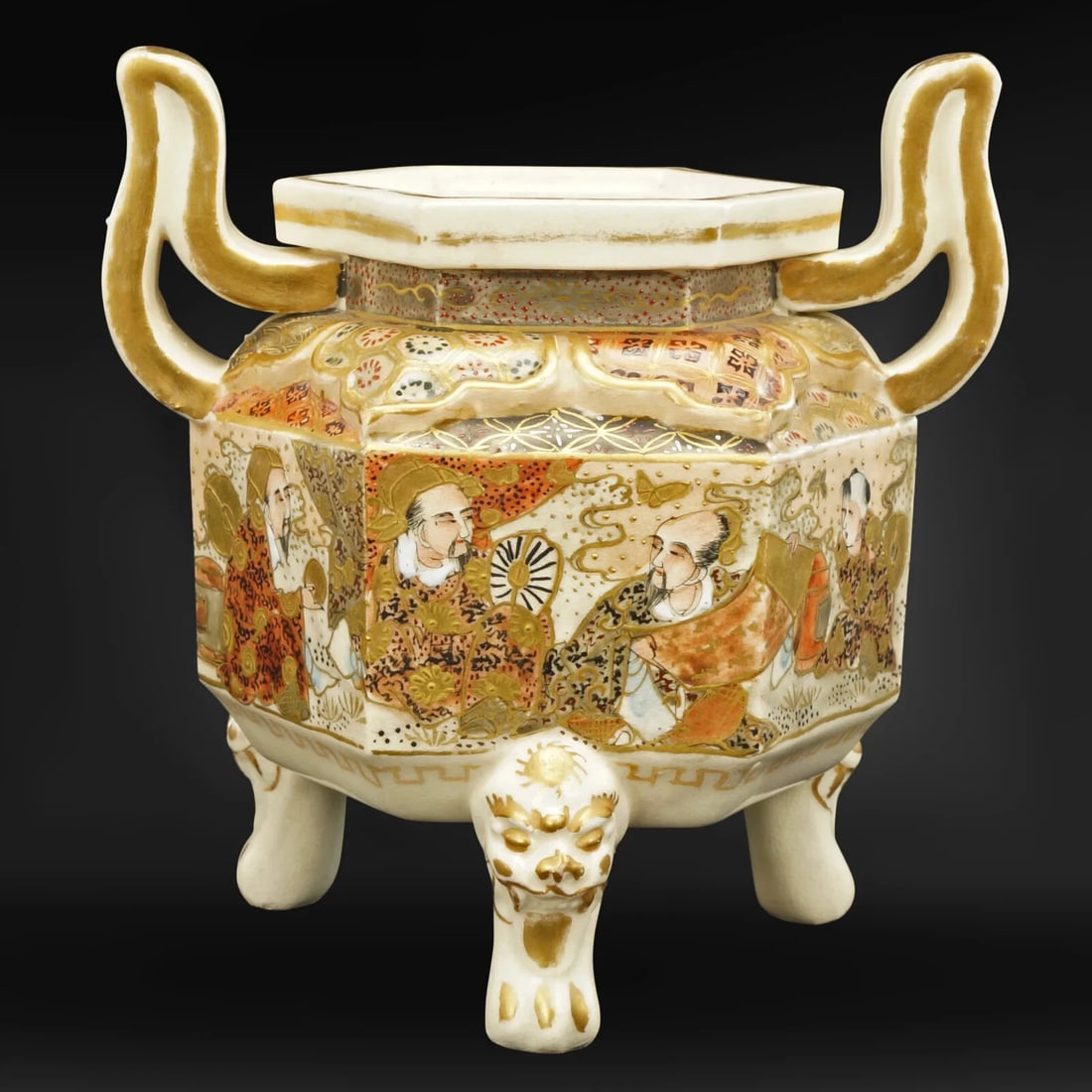 19th C Japanese Satsuma Censer with Arms - 6