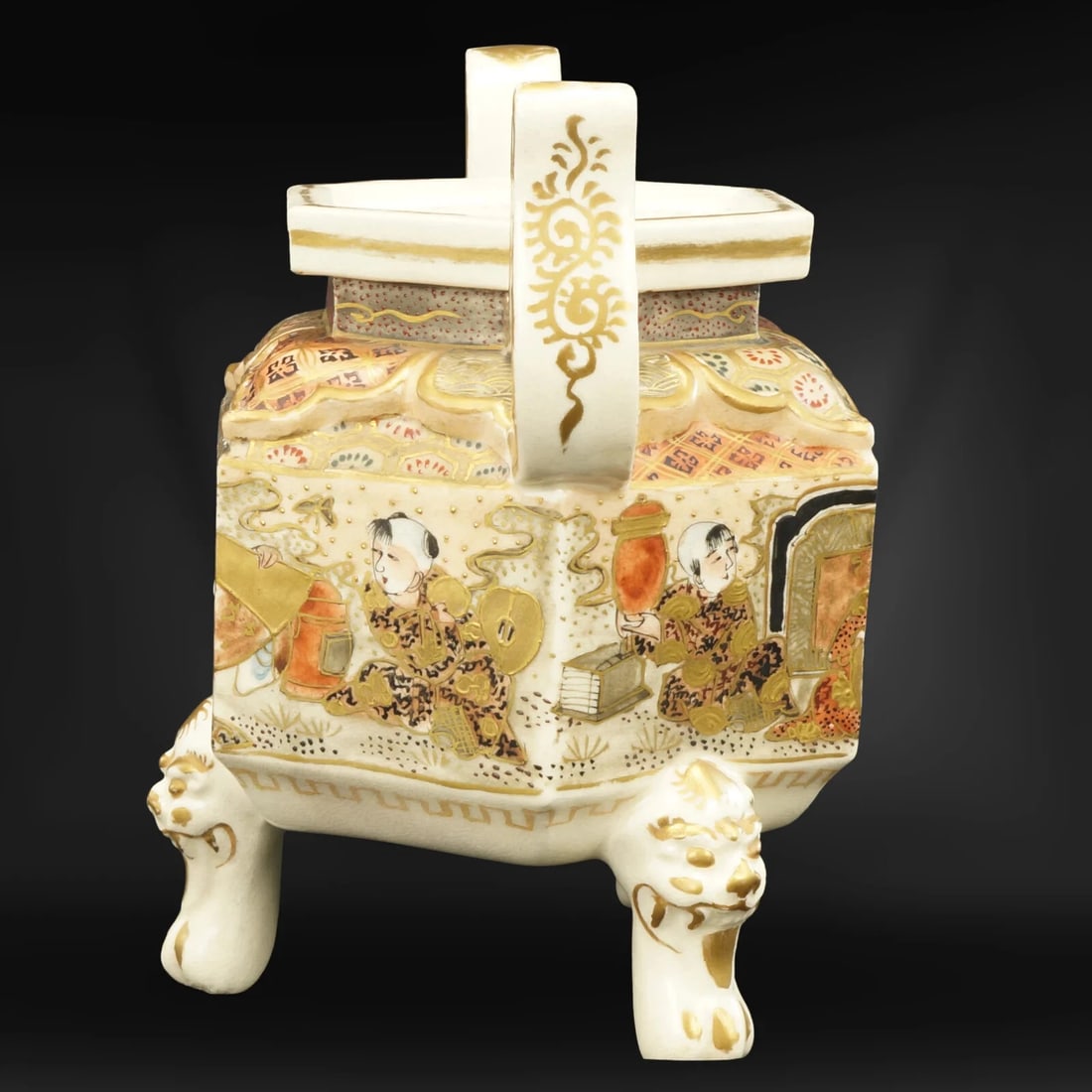 19th C Japanese Satsuma Censer with Arms - 7