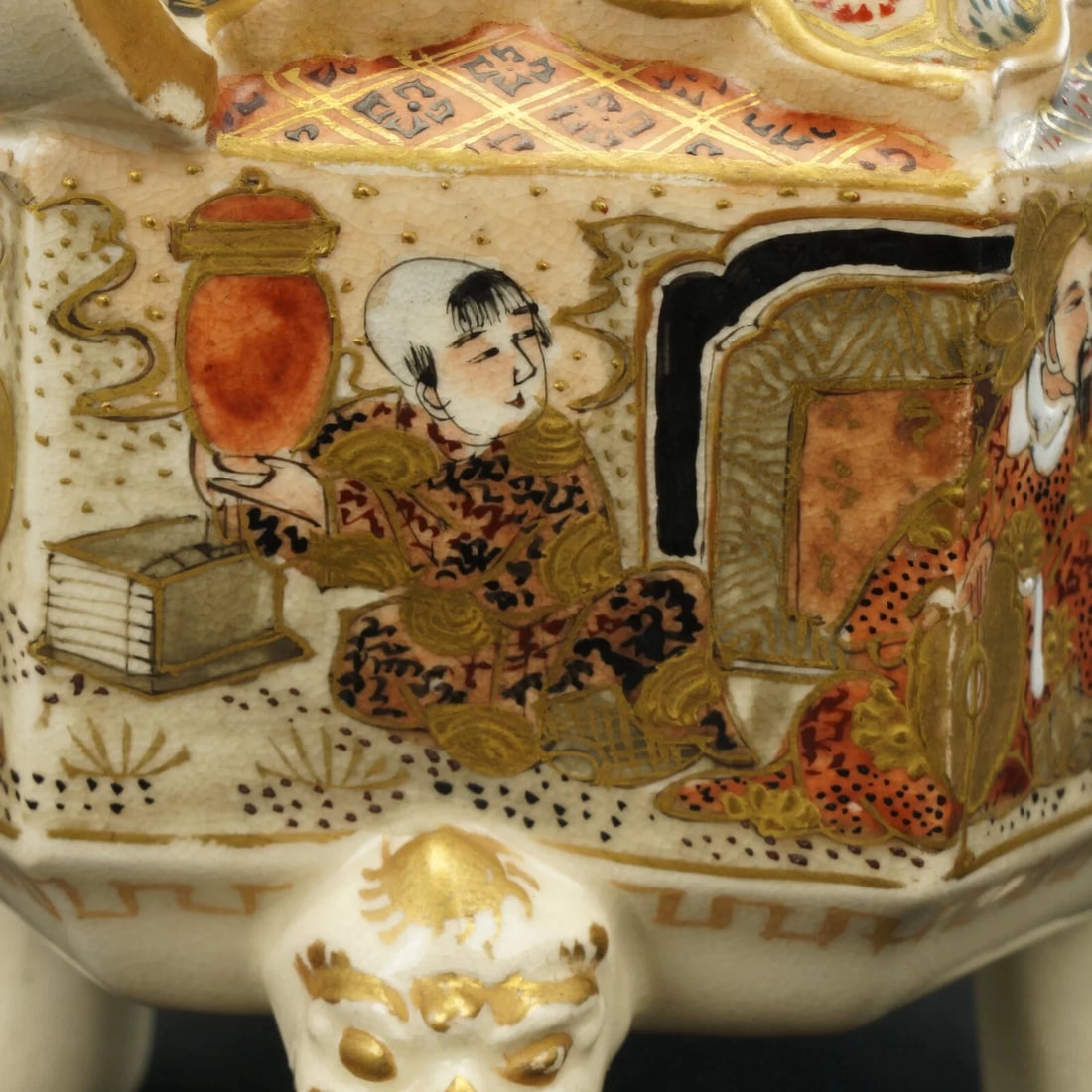 19th C Japanese Satsuma Censer with Arms - 9