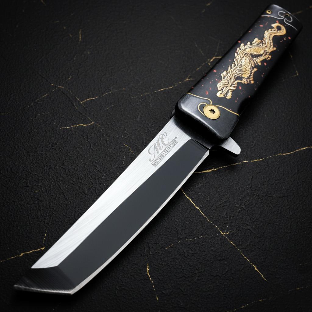 Japanese Style Dragon Tanto Knife 8" Spring Assisted Folding Pocket Blade Liner Lock (1 of 4)
