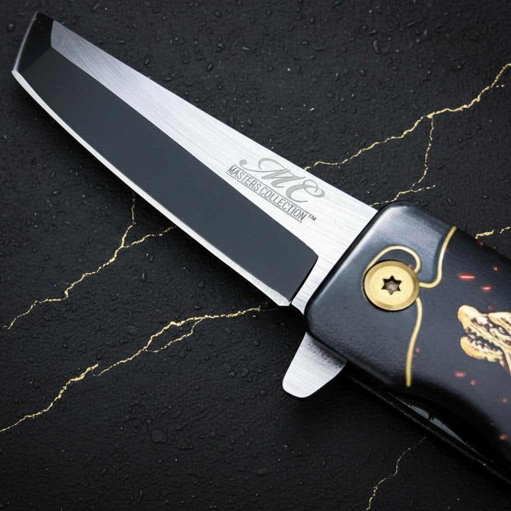 Japanese Style Dragon Tanto Knife 8" Spring Assisted Folding Pocket Blade Liner Lock - 2