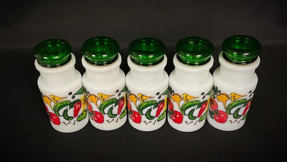 Vintage Porcelain Spice Set – Nutmeg, Paprika, Curry, Cumin, Pepper - 2