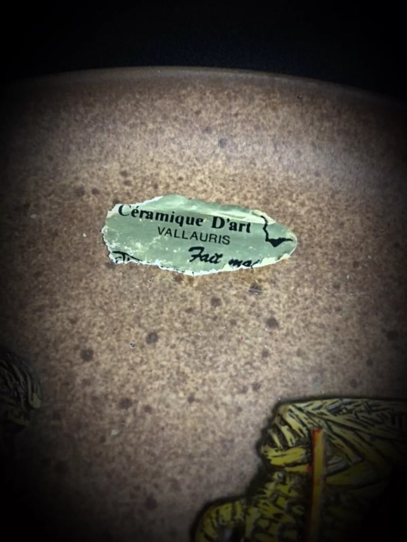 Vintage Vallauris Ceramic Plate with "Weaver" Bas-Relief - 5