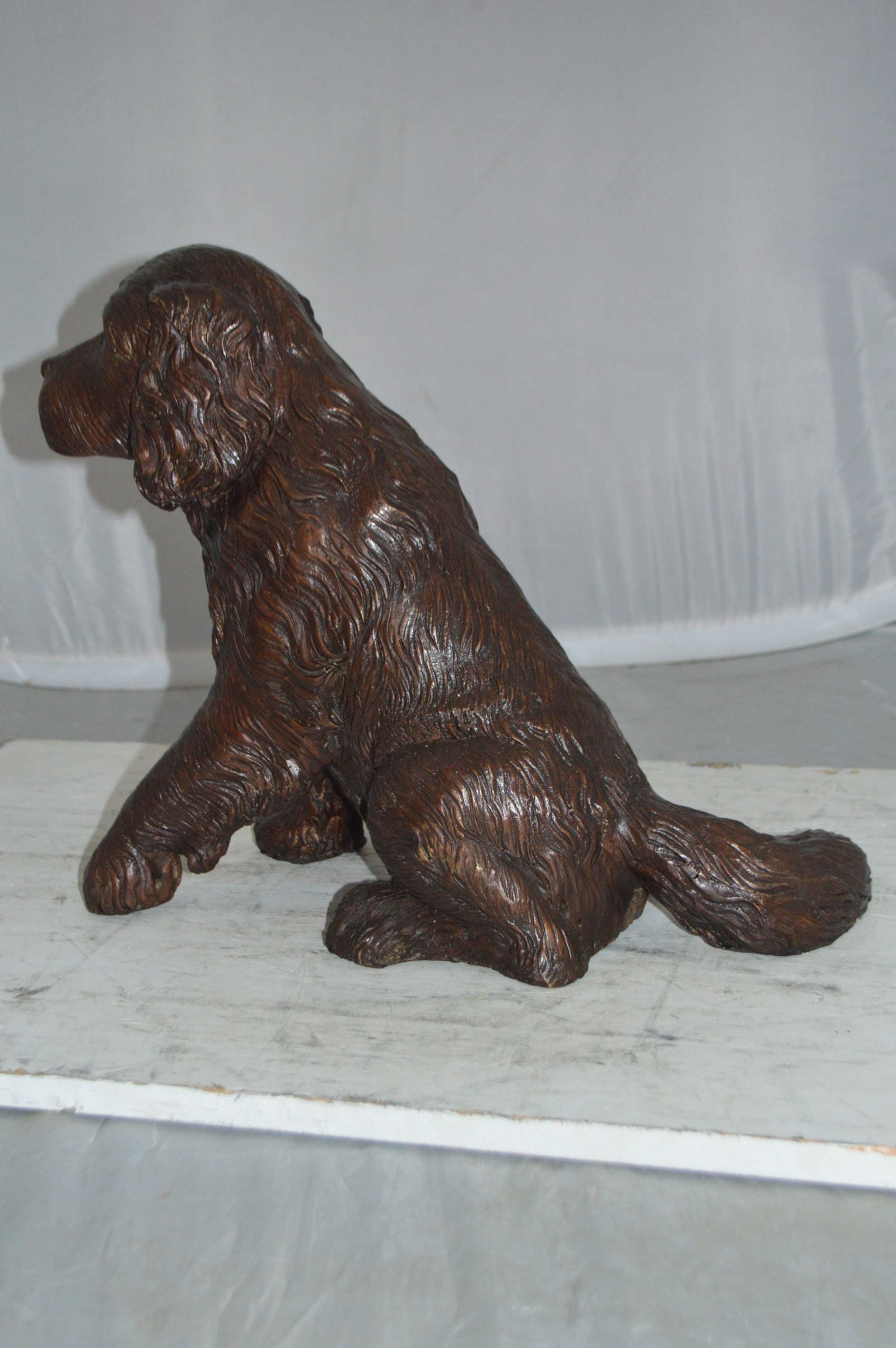 Cocker Spaniel dog Sitting Bronze Statue - Size: 20"L x 10"W x 16"H. - 12