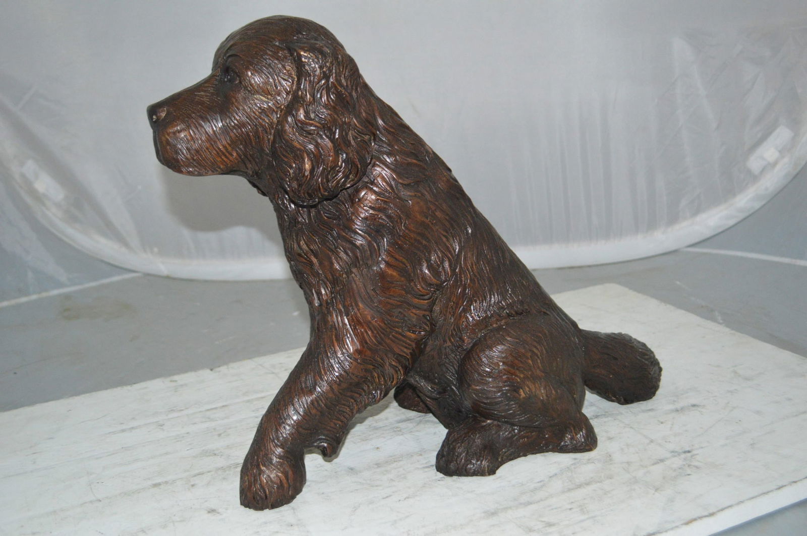 Cocker Spaniel dog Sitting Bronze Statue - Size: 20"L x 10"W x 16"H. - 3