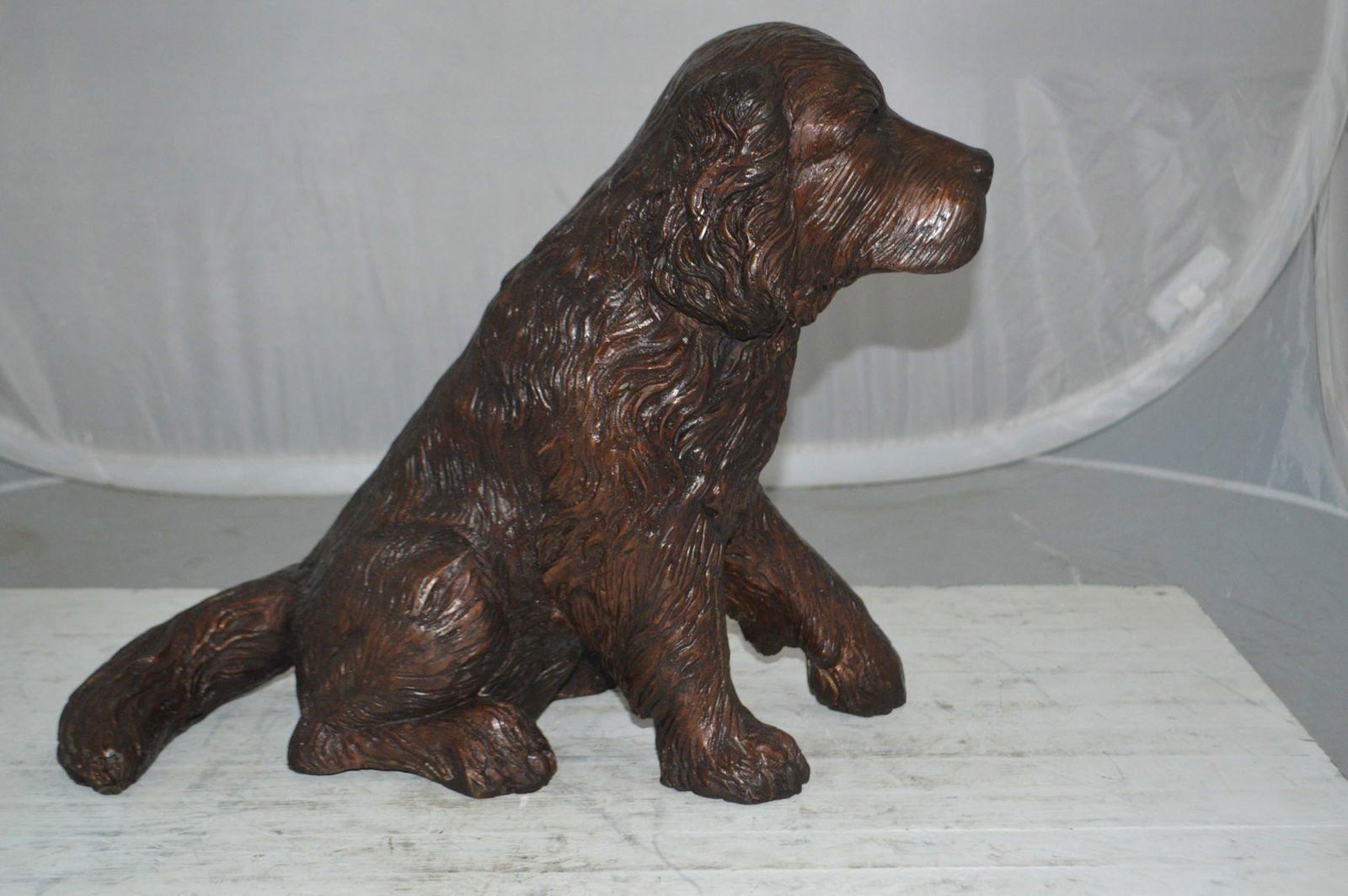 Cocker Spaniel dog Sitting Bronze Statue - Size: 20"L x 10"W x 16"H. - 8