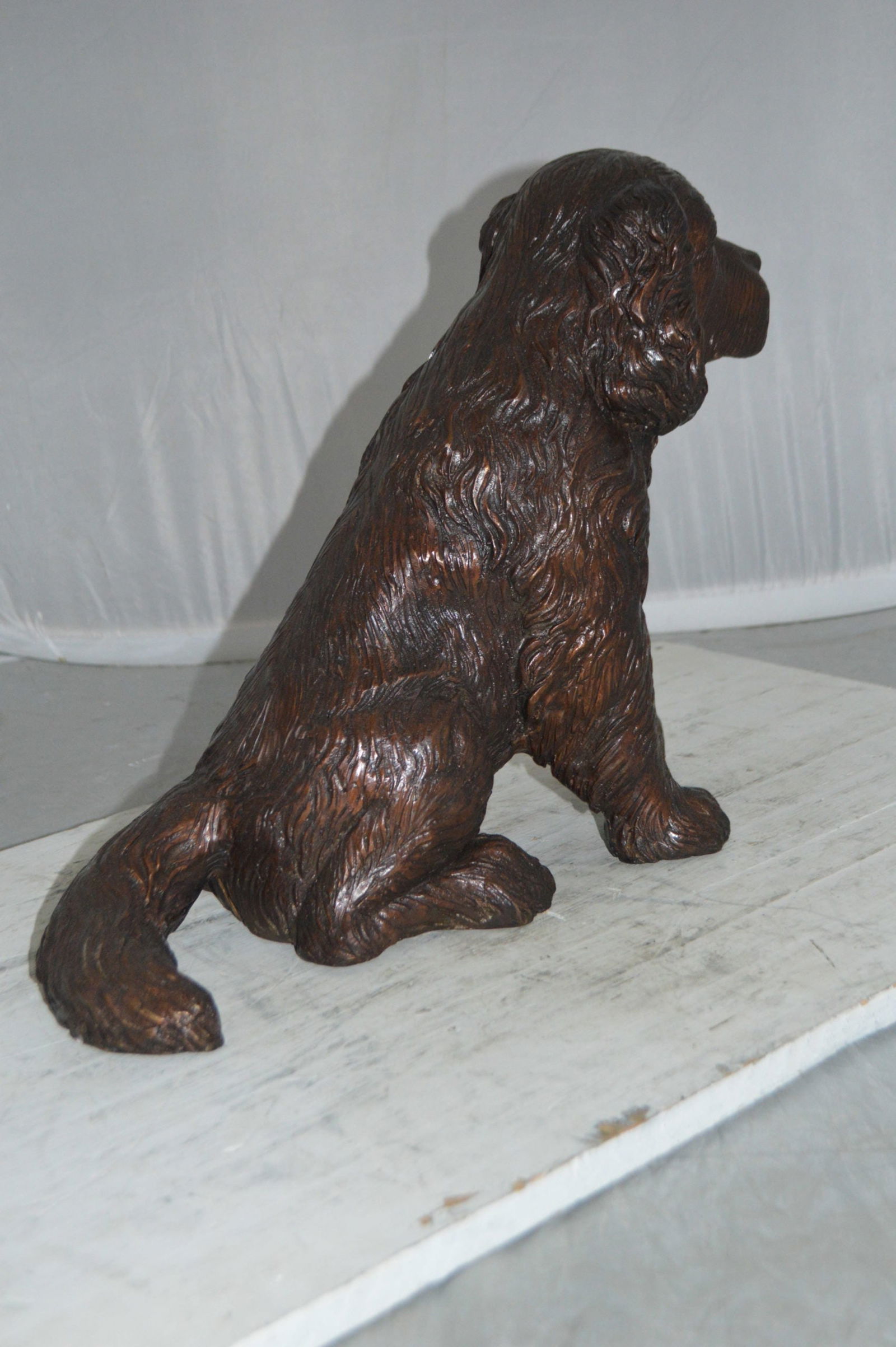 Cocker Spaniel dog Sitting Bronze Statue - Size: 20"L x 10"W x 16"H. - 9
