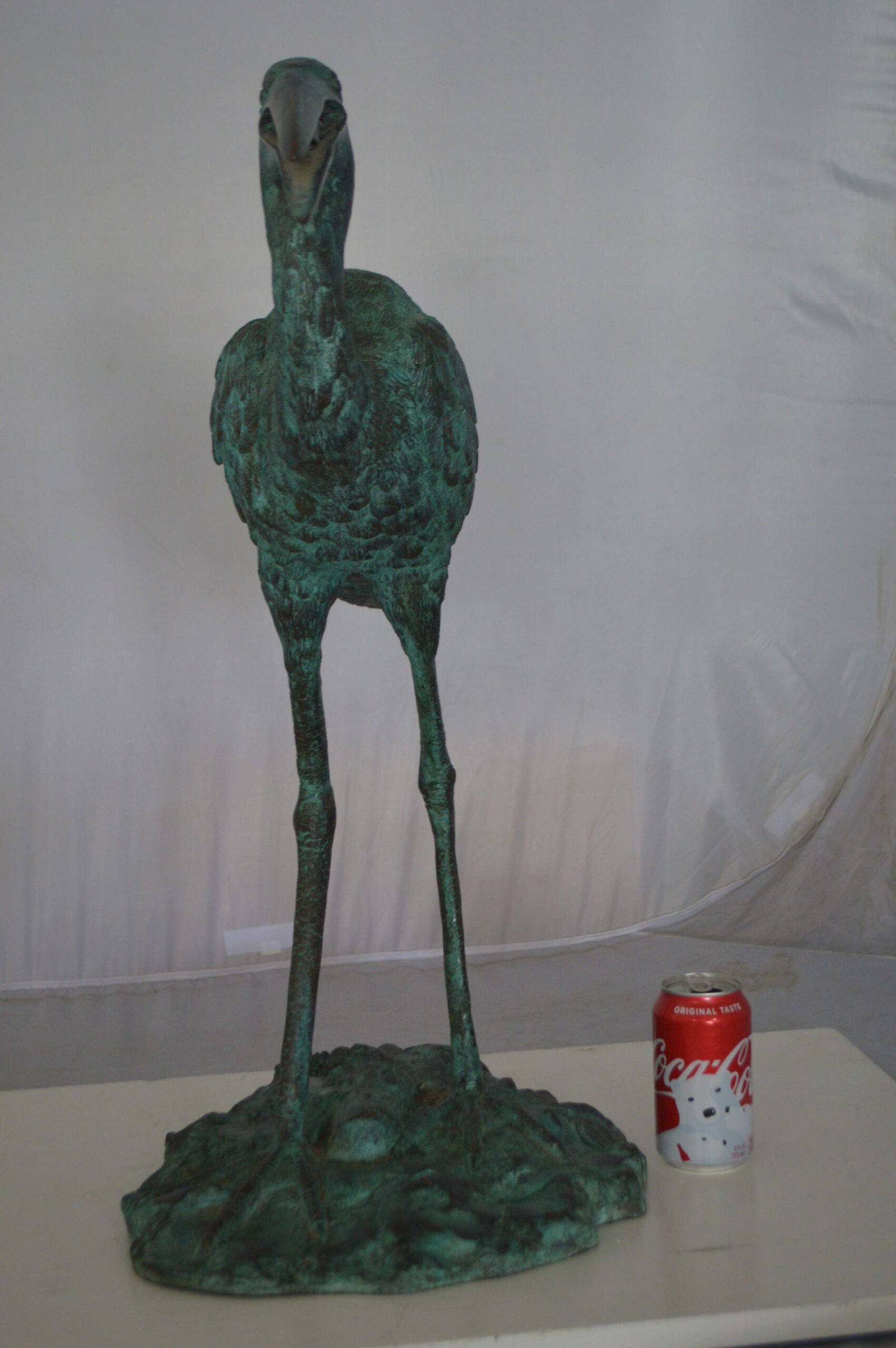 Heron Fountain Bronze Statue - Size: 14"L x 24"W x 26"H. - 3