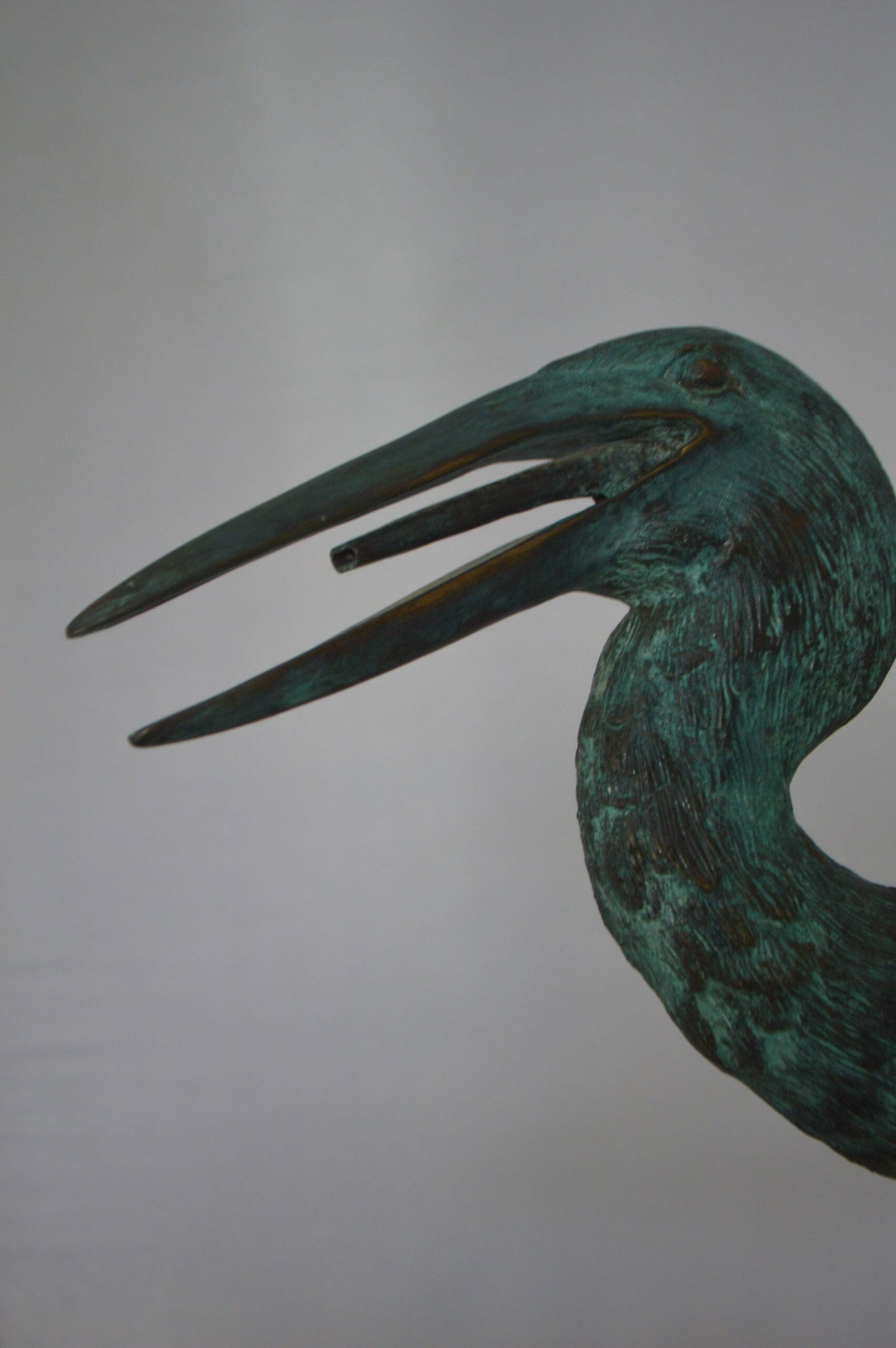 Heron Fountain Bronze Statue - Size: 14"L x 24"W x 26"H. - 5