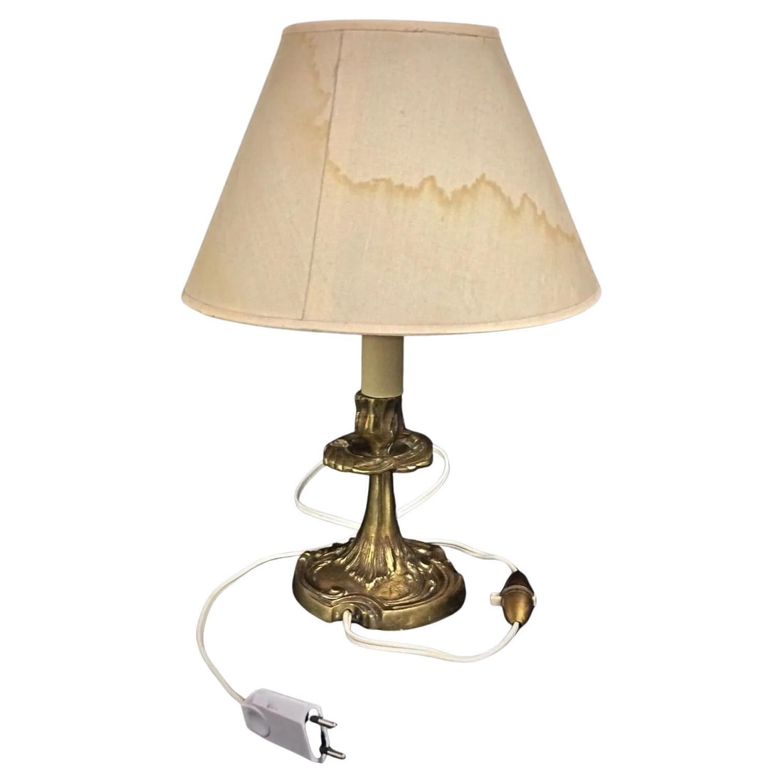 Mid-20th Century Brass Lamp Base with Shade (1 of 8)