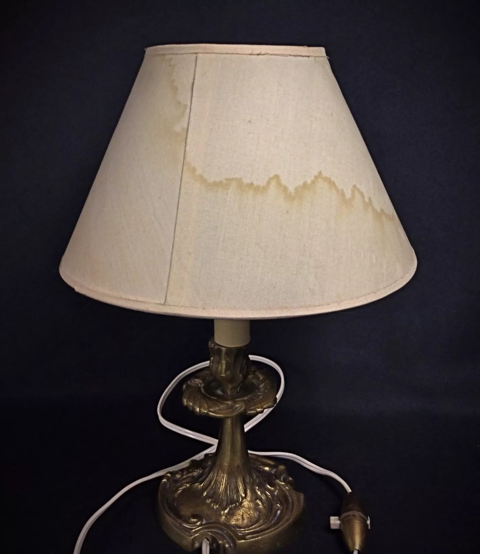 Mid-20th Century Brass Lamp Base with Shade - 5