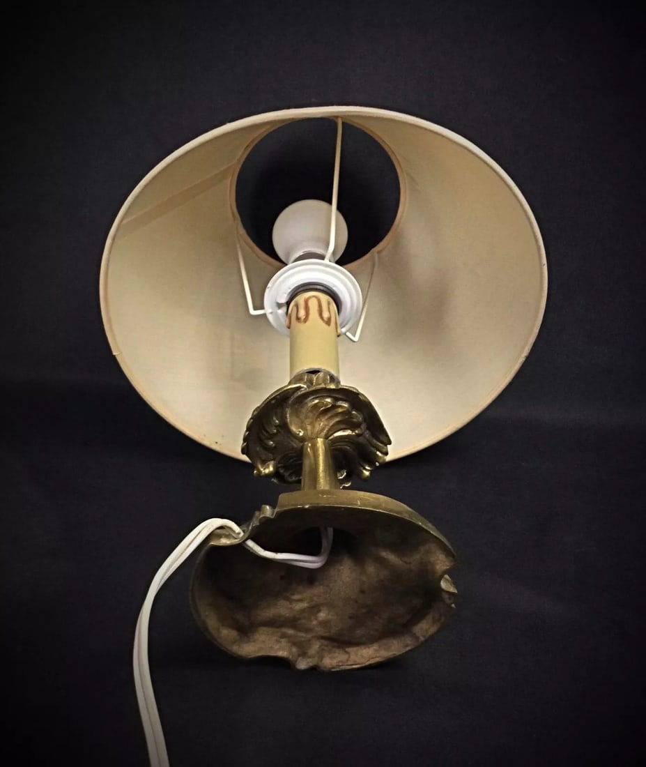 Mid-20th Century Brass Lamp Base with Shade - 6