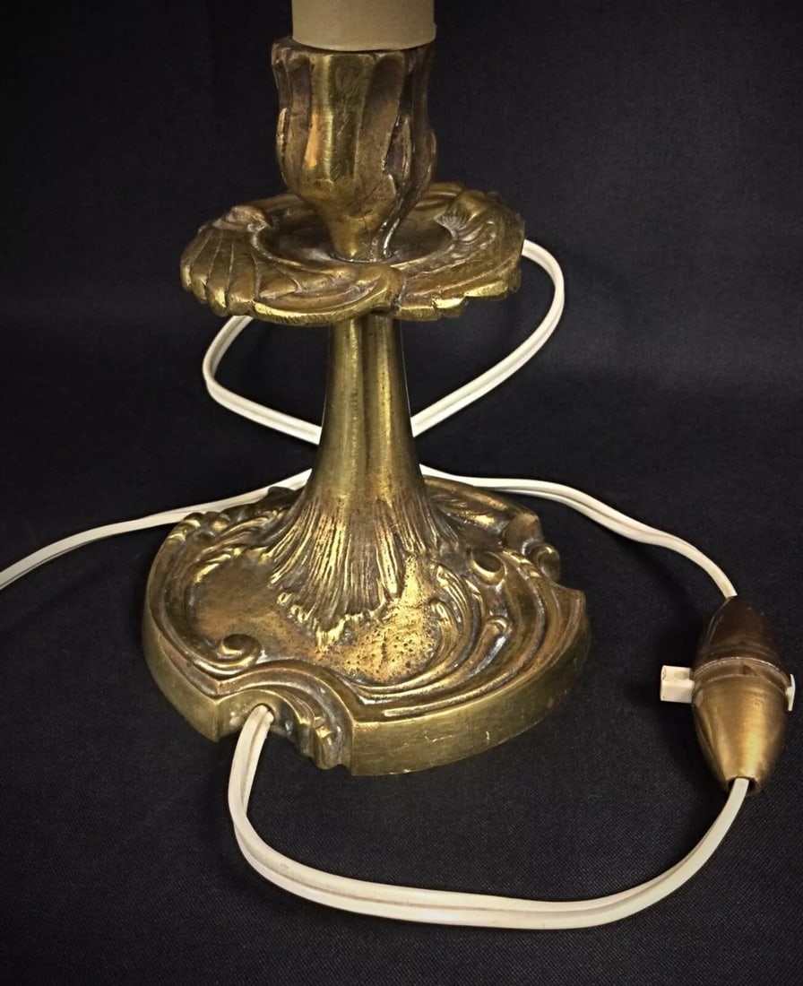 Mid-20th Century Brass Lamp Base with Shade - 8