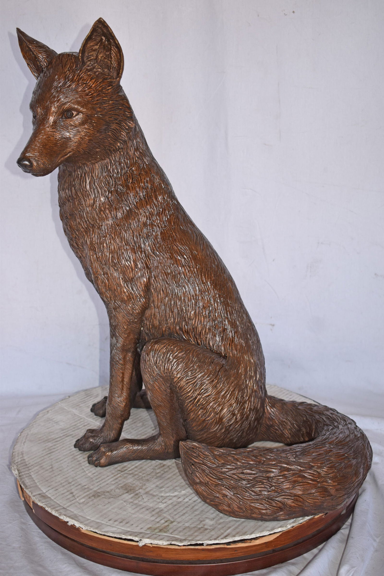 Fox Sitting Life Size Bronze Statue - Size: 20"L x 15"W x 28"H. - 10