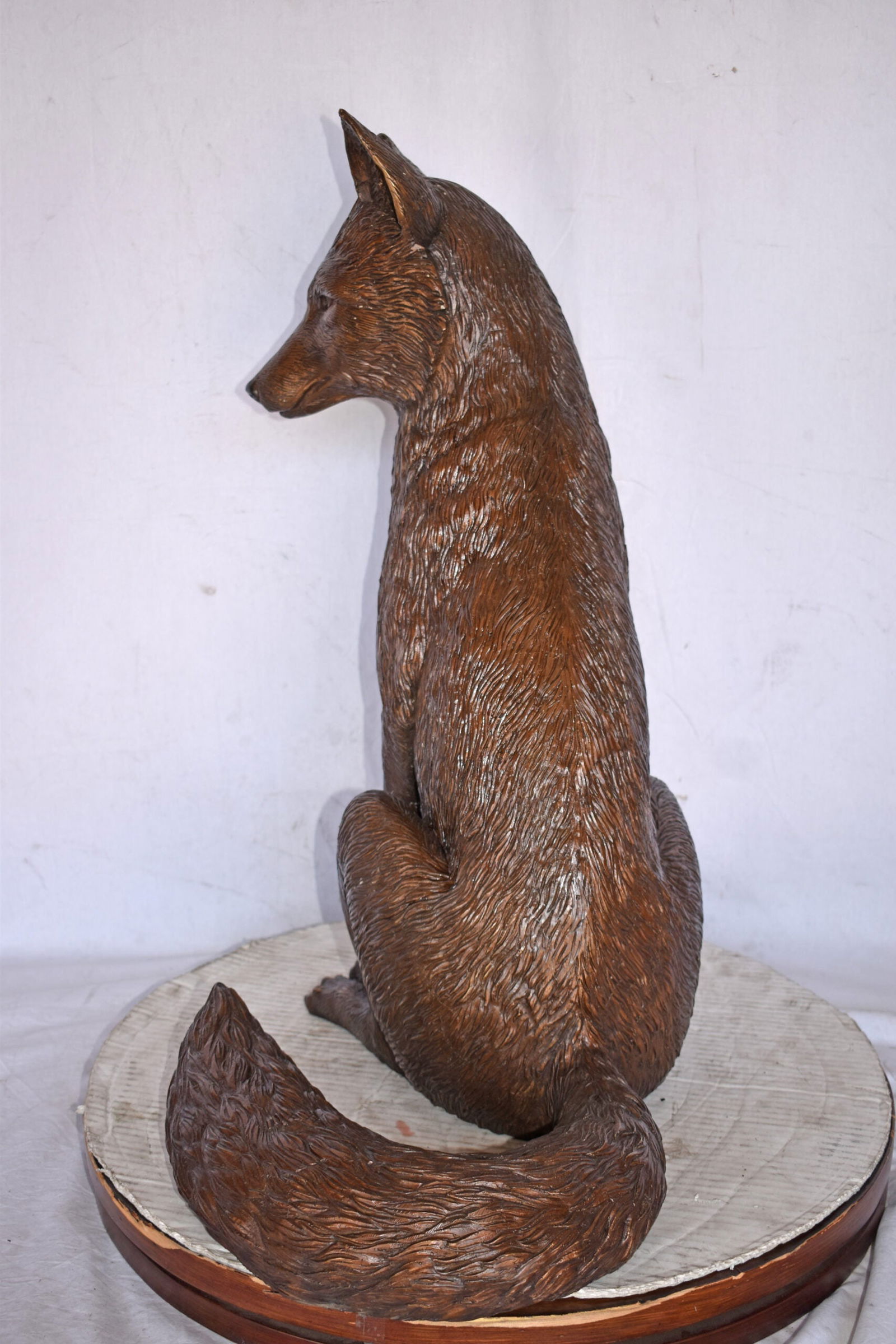 Fox Sitting Life Size Bronze Statue - Size: 20"L x 15"W x 28"H. - 2