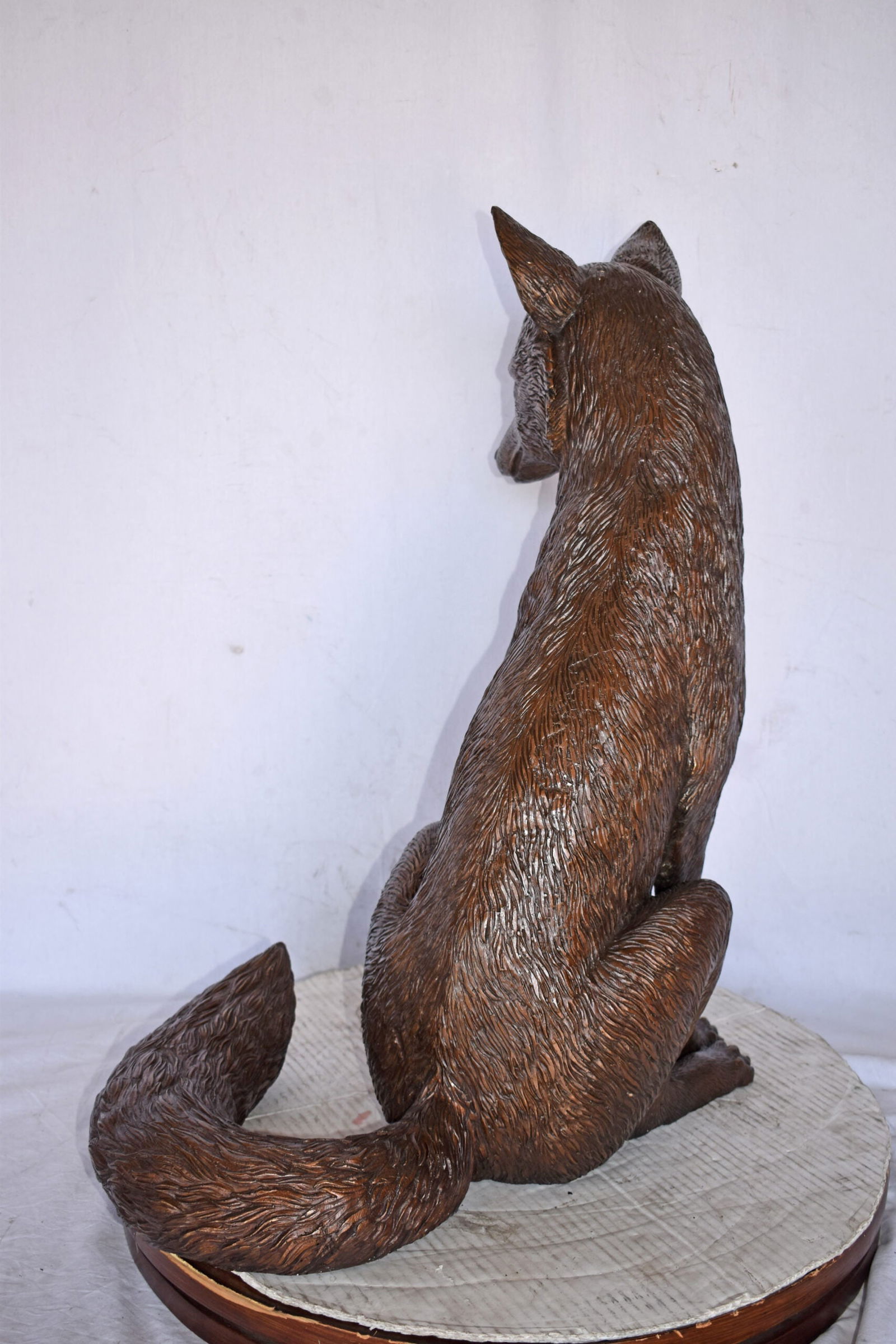 Fox Sitting Life Size Bronze Statue - Size: 20"L x 15"W x 28"H. - 3