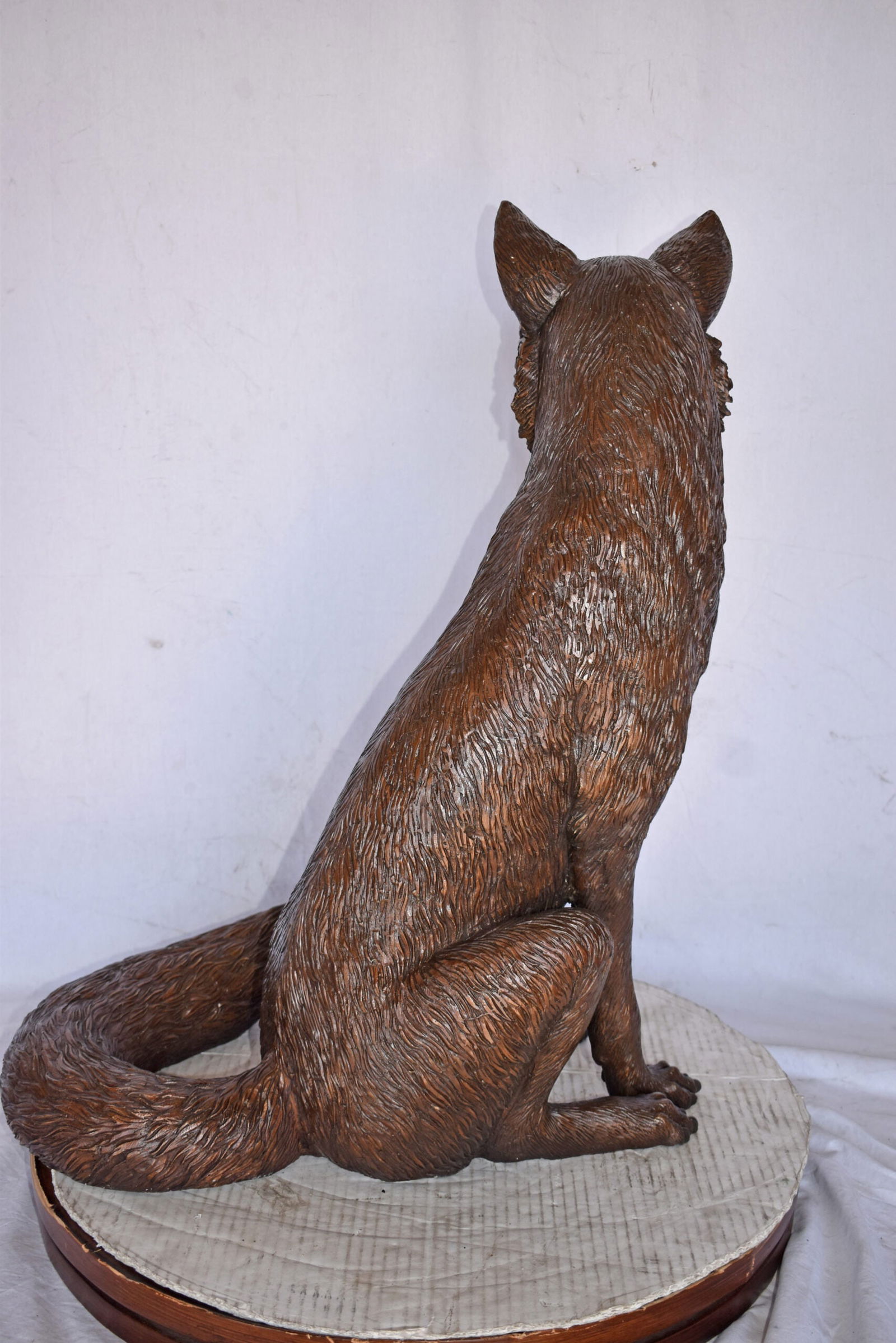 Fox Sitting Life Size Bronze Statue - Size: 20"L x 15"W x 28"H. - 4