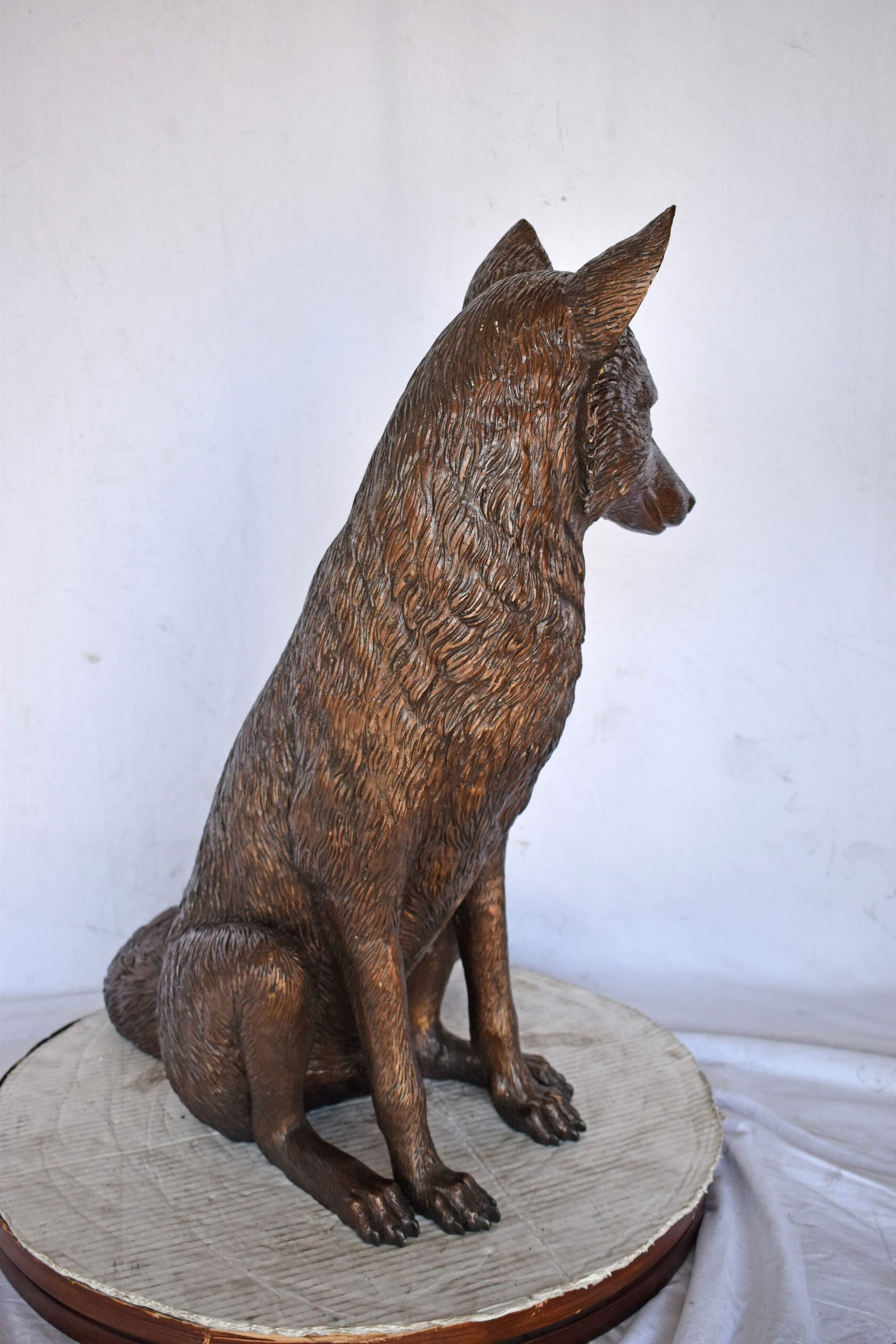 Fox Sitting Life Size Bronze Statue - Size: 20"L x 15"W x 28"H. - 6