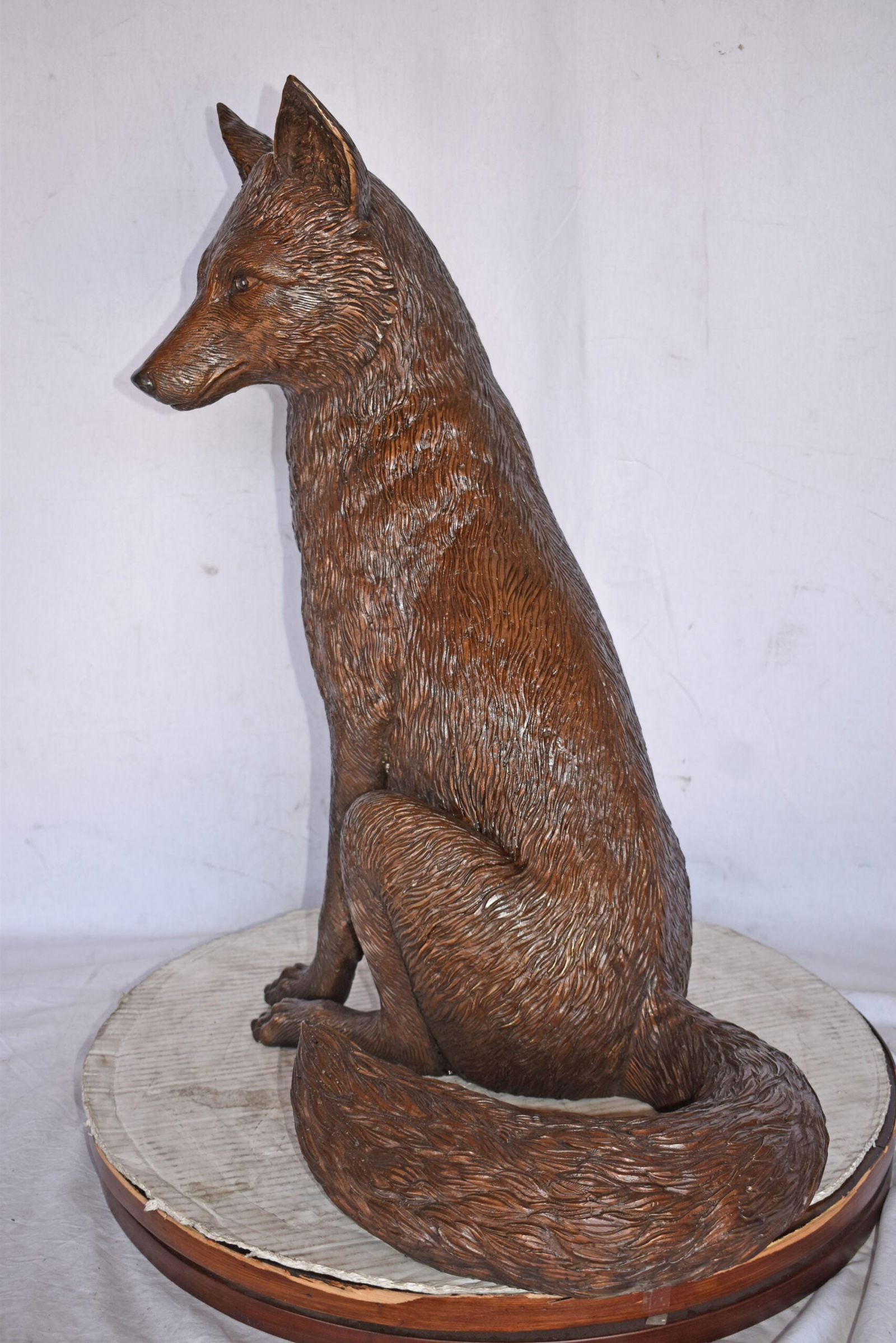 Fox Sitting Life Size Bronze Statue - Size: 20"L x 15"W x 28"H. - 9