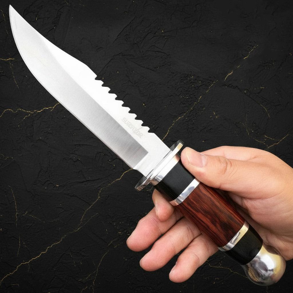 Rambo Style Survival Bowie Knife 10" Fixed Blade for Hunting & Outdoor Camping with Sheath - 6