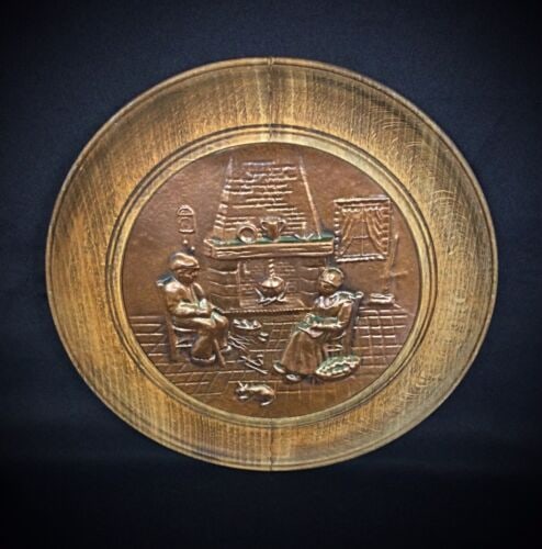 Vintage XXth Century Wall Plate with Copper Reliefs by Sénécal - 2