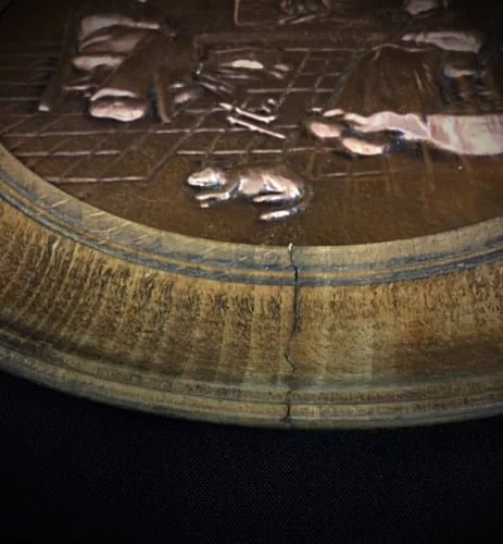 Vintage XXth Century Wall Plate with Copper Reliefs by Sénécal - 7