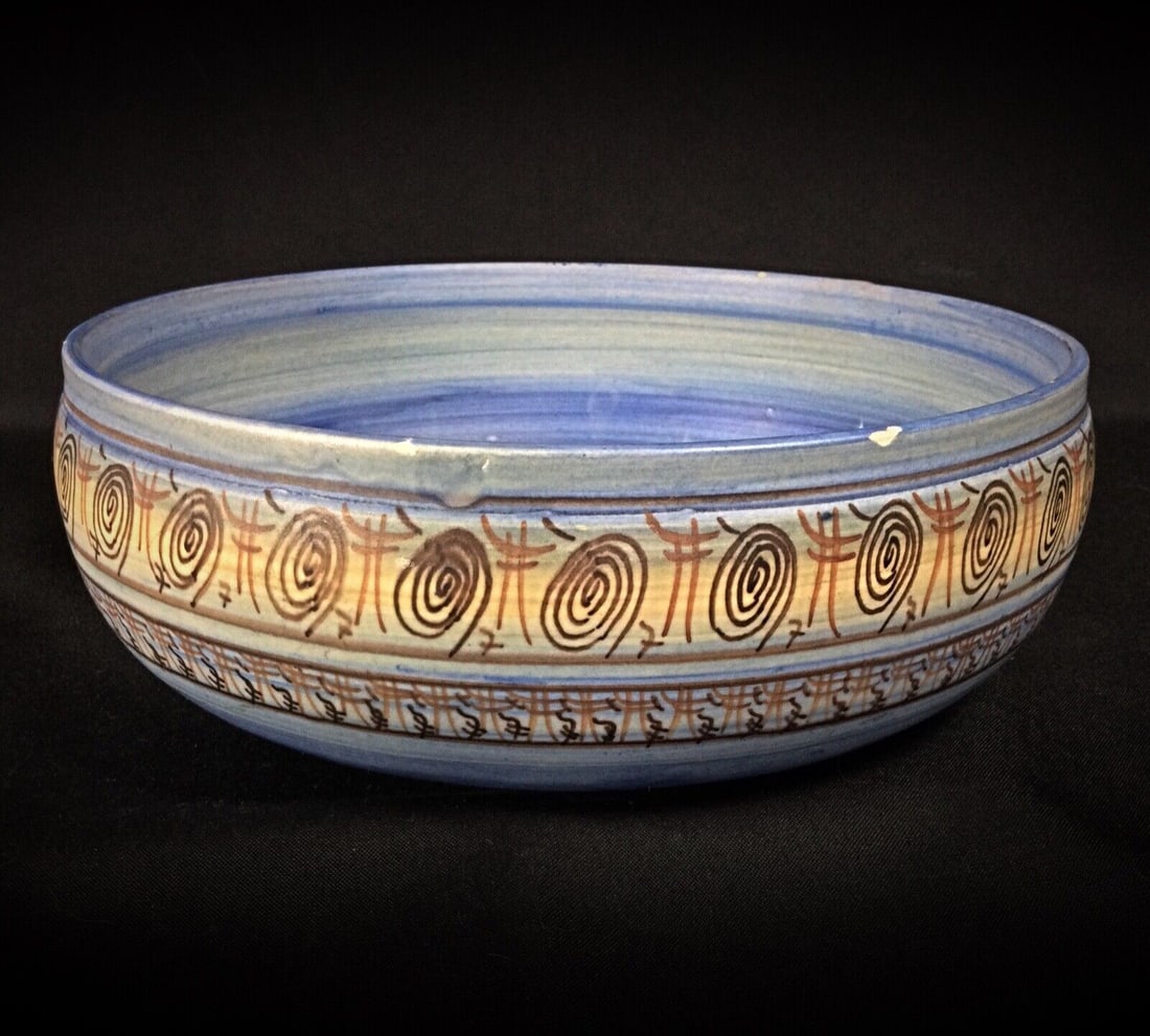 Antique Vallauris HB Handcrafted Large Bowl – Decorative Centerpiece - 2