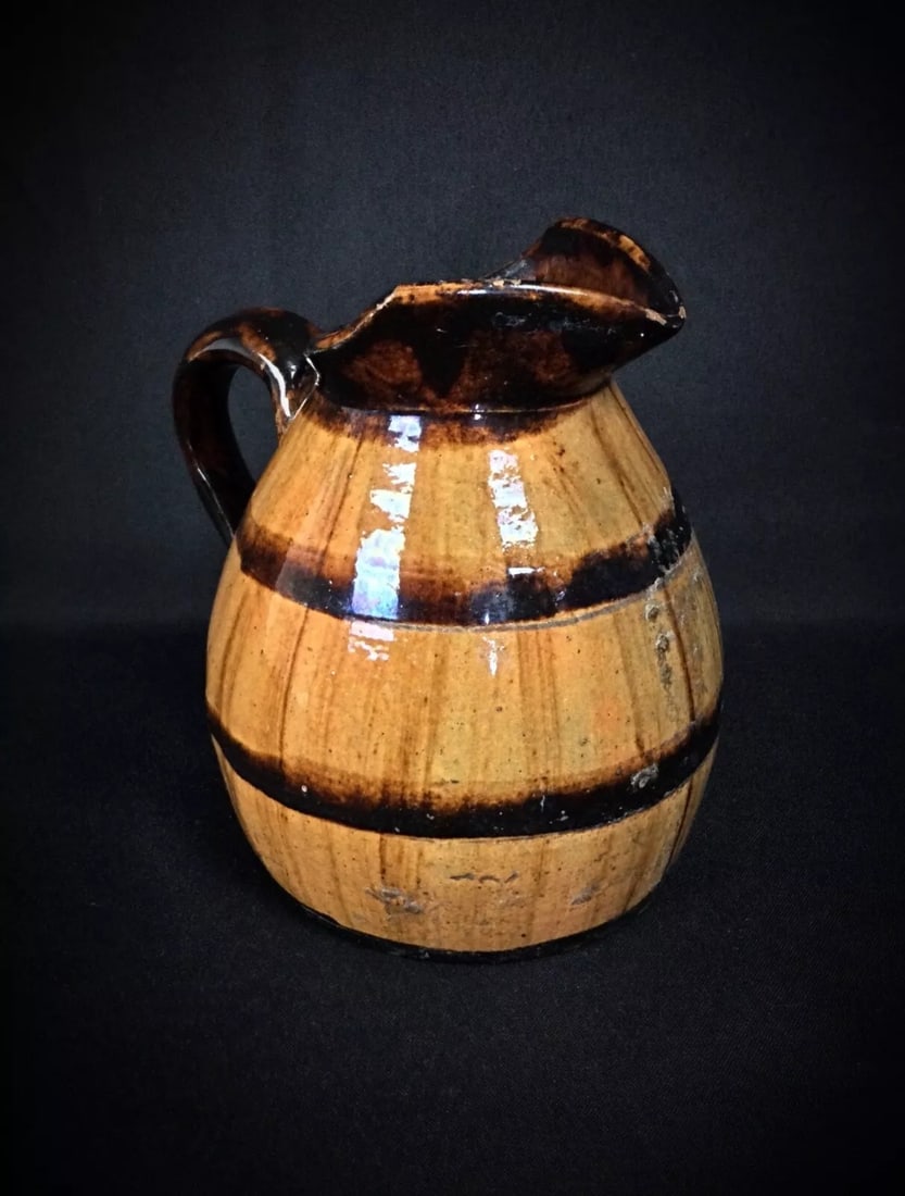 Antique Ceramic Barrel-Shaped Pitcher – Charming Vintage Design - 5