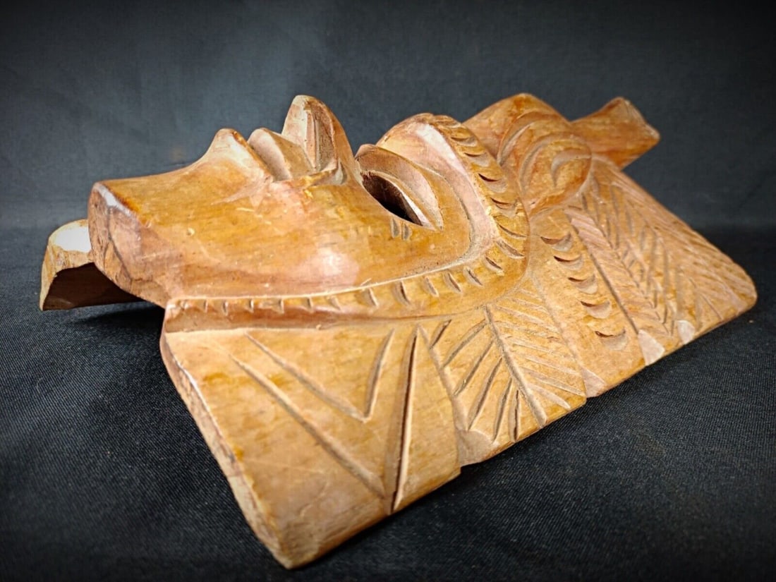 Antique Hand-Carved Maya Wooden Mask - Indigenous American Art - 6