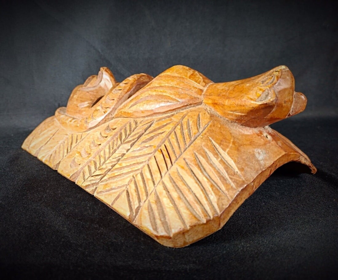 Antique Hand-Carved Maya Wooden Mask - Indigenous American Art - 7