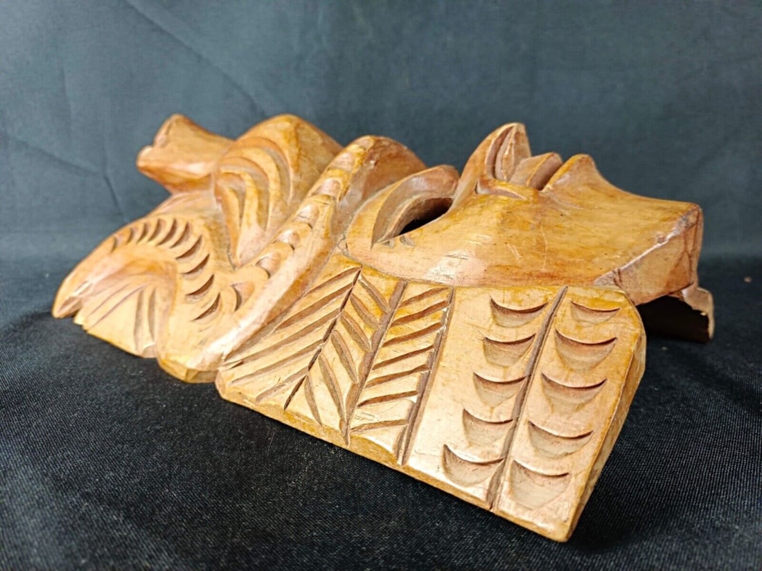 Antique Hand-Carved Maya Wooden Mask - Indigenous American Art - 9