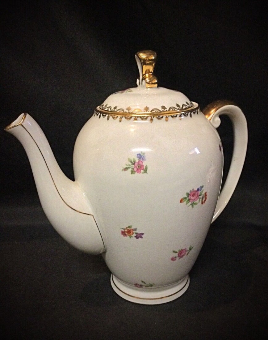 Set of Authentic S.E.R France Porcelain Coffee Pot, Pitcher & Sugar Bowl - 4