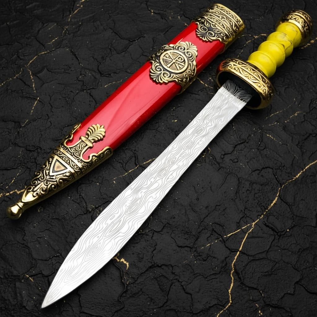 Roman Gladiator Gladius Dagger 10.25" Medieval Fixed Blade Sword with Scabbard: Title:Roman Gladiator Gladius Dagger 10.25" Medieval Fixed Blade Sword with ScabbardDescription:This is a beautiful reproduction of a classic Roman Gladius sword, a perfect fixed blade knife for