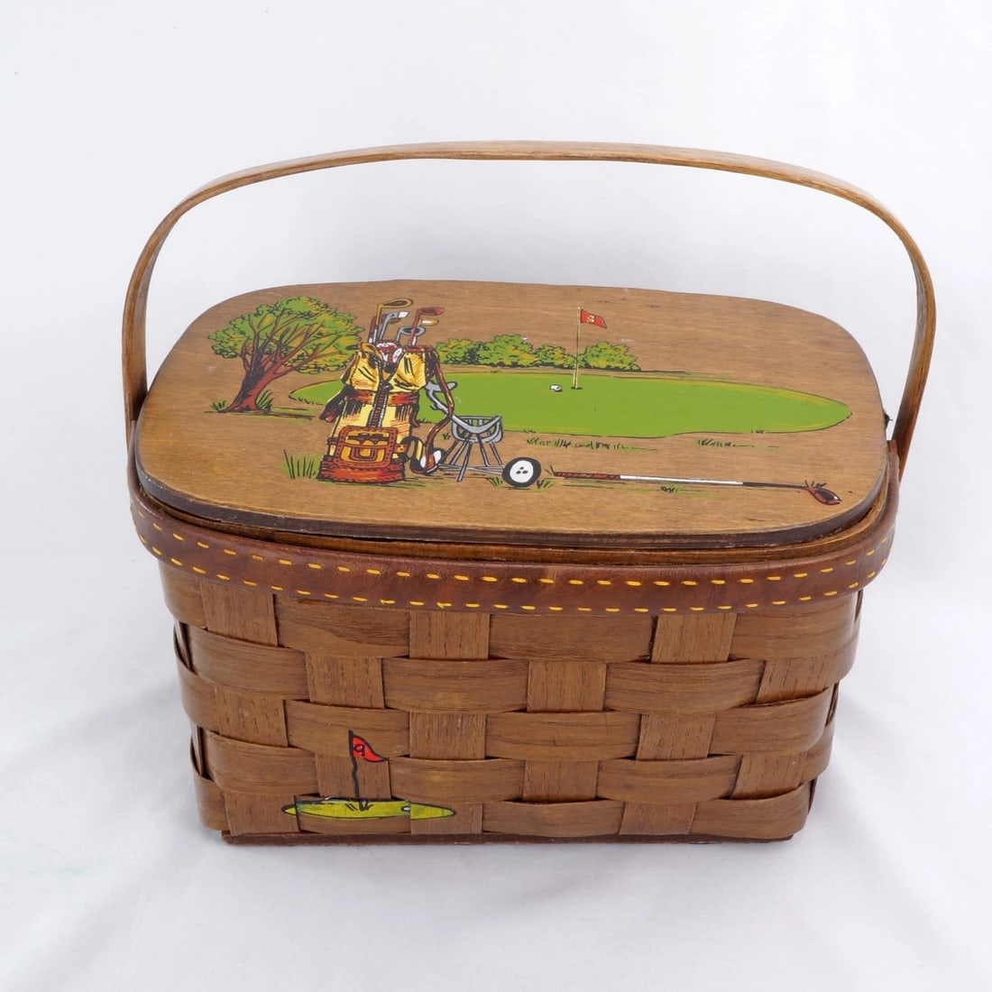 Vintage Caro Nan Golf Themed Basket Purse (1 of 13)